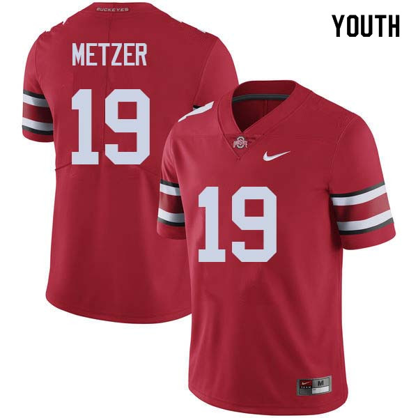 Ohio State Buckeyes Jake Metzer Youth #19 Red Authentic Stitched College Football Jersey